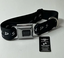 Buckle-Down FRIENDS Logo Seat Belt Dog Collar Medium 1.5” Wide 18-23” Neck New