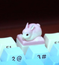 Pink Bunny Artisan Handmade Custom Keycap for Mechanical Keyboards MX-Compatible