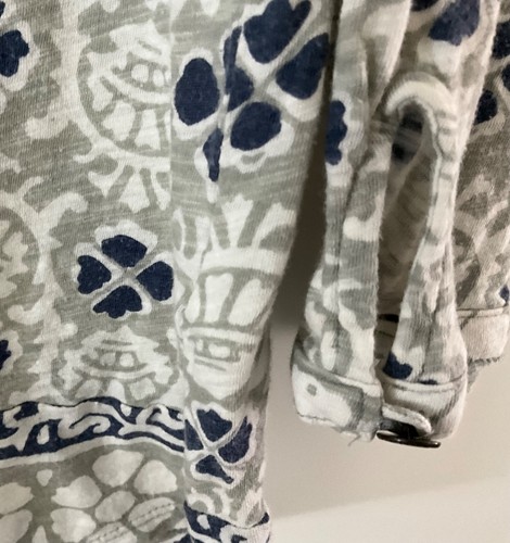 WOMENS LUCKY BRAND Shirt Sz. XL 3/4 Sleeve Gray/Black/white Design EUC - Picture 3 of 3