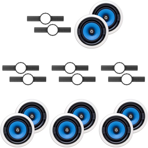 4 (PAIR) MS3800 8" IN CEILING SPEAKER + INSTALL KIT (PRE-CONSTRUCTION BRACK...