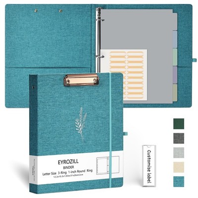 3 Ring Binder, 1 Inch Linen Binder Organizer for Letter Size (8.5'' x 11'') wit...