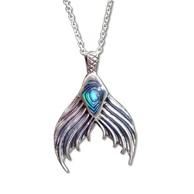 Abalone Meerjungfrau Schwanz Anhänger 925 Silber Ozean Paua Muschel Nymphe Halskette & Box
