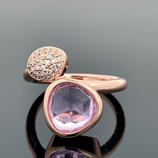 RING GR. 19 (CA.59) ROSÉVERGOLDET MIT ZIRKONIA SCHMUCKJAGD