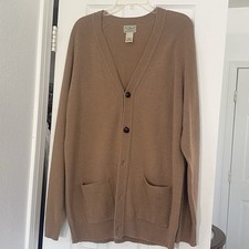 VTG LL Bean 100 Lambs  wool Cardigan Sweater Buttons /Pockets Classic core L T