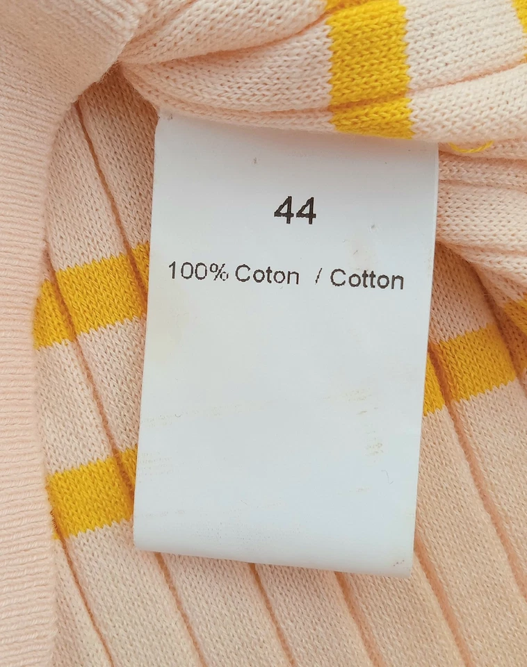Talla 8 SONIA RYKIEL Top Tejido Algodón Rayas Melocotón Retro ESTILO TUBO, ITALIA Foto 3 de 4