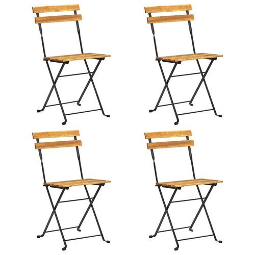 NNEVL Folding Bistro Chair 4 pcs Solid Acacia Wood - 第 2/10 張圖片