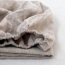 100 Linen Fitted Sheet Stone Washed Solid Color - 1 Piece 14 inch Deep Pocket