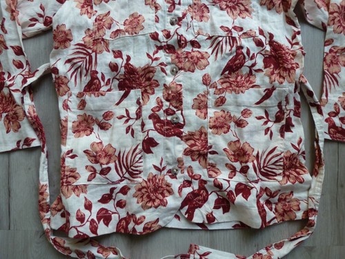 Rachel Zoe Button Up Linen Jacket Women's M Floral Tie waist Belted EUC - Picture 9 of 12