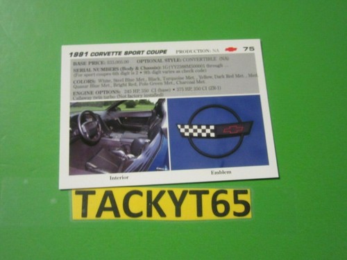 1991 VETTE SET SINGLE CARD(S) NEW YOU CHOOSE - Picture 152 of 202