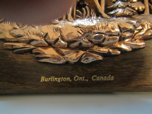 SOUVENIR A&F MOOSE BURLINGTON ONTARIO Thermometer CANADA Wall Plaque COPPER TONE - Picture 3 of 5