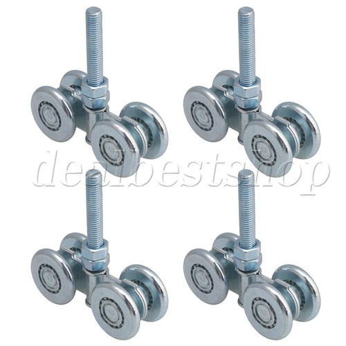 4x Dia 46mm Double Wheel Trolley Assembly for Sliding Doors 198lbs Load - Picture 7 of 9
