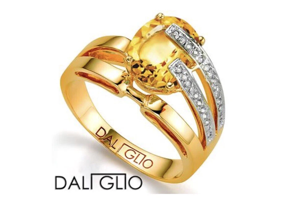 Anillo de diseñador Daliglio para mujer acabado oro amarillo 14K talla 7 Foto 2 de 4
