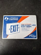 Lithonia LQC-W-2-R-EL-N Exit Sign (2 Sided) Alum, Wht, 3W- Battery back up
