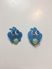 Set Of 2 Bee Insect Bugs Shoe Charms Blue Green  White Stripe