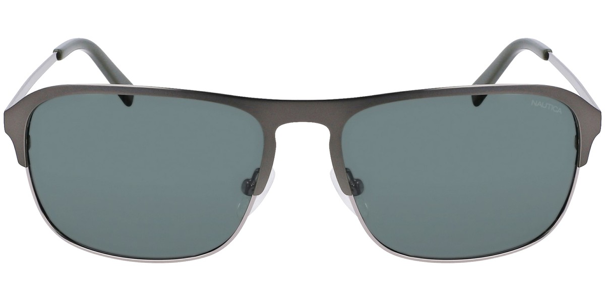 Nautica Polarized Men's Matte Gunmetal Brow-Line Navigator