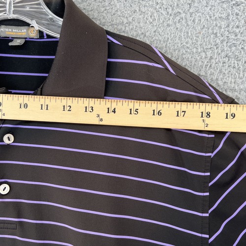 Peter Millar camicia uomo media estiva comoda golf polo marrone righe viola - Foto 4 di 12