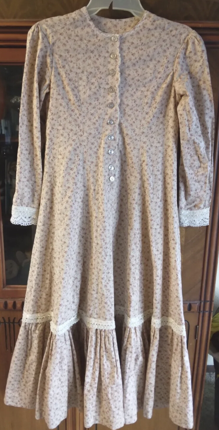 Vintage Handmade Dress Floral With Crochet XS Prairie… Gem