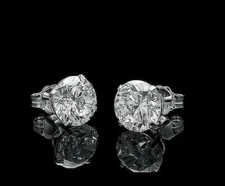2Ct TW Moissanite Solitaire Stud Earrings 14K White Gold GRA Certified FL/D 7mm