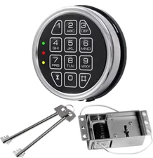 Gun Safe lock Replacement Chrome Keypad Lock Solenoid Lock & 2 Override Keys