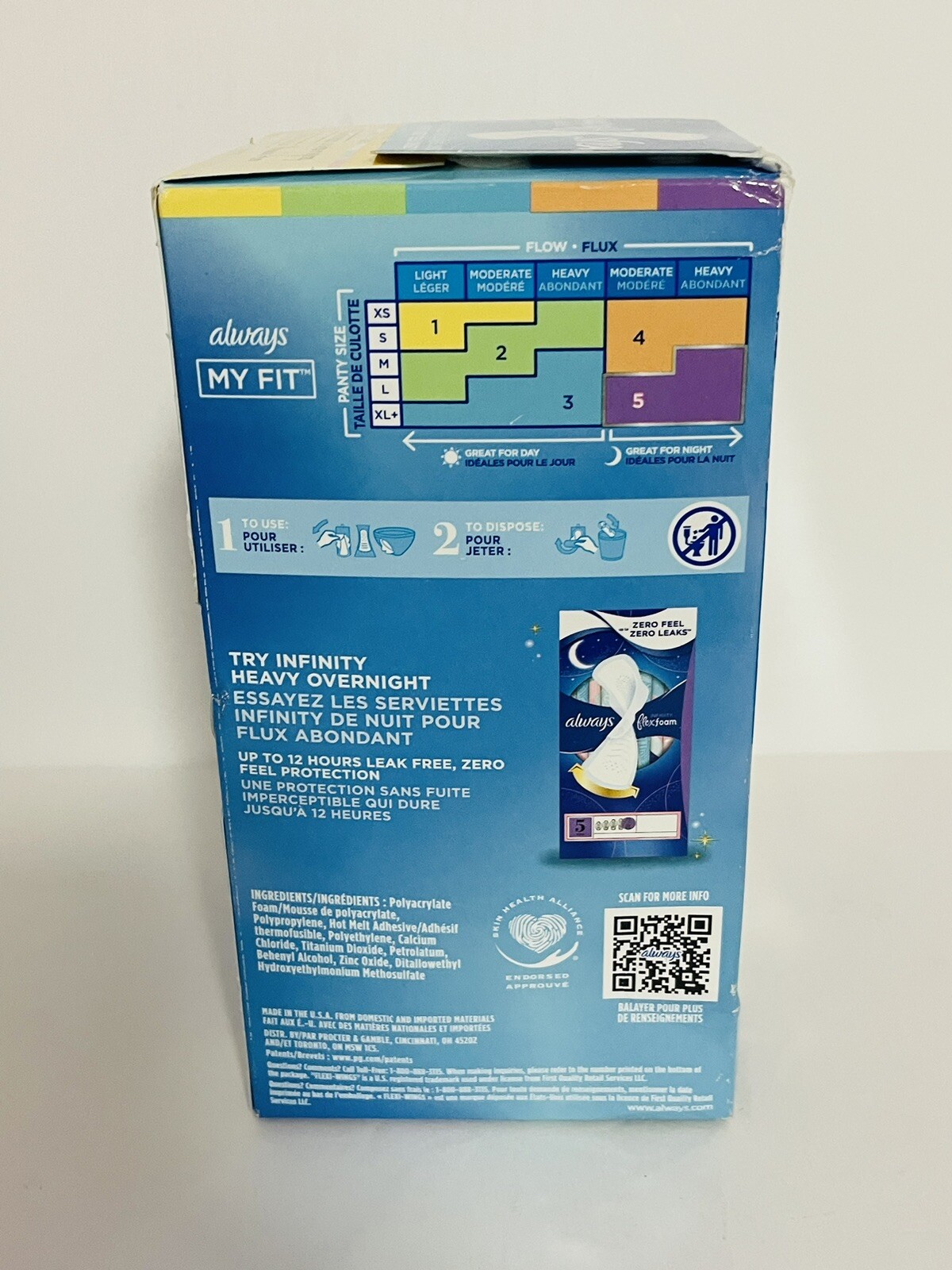 Always Infinity Pads Size 3 Extra Heavy Flow Absorbency With Wings 