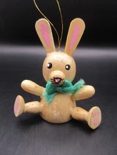 RARE! 1979 R. Dakin Co Wooden Sitting Easter Bunny Christmas Ornament EXCELLENT