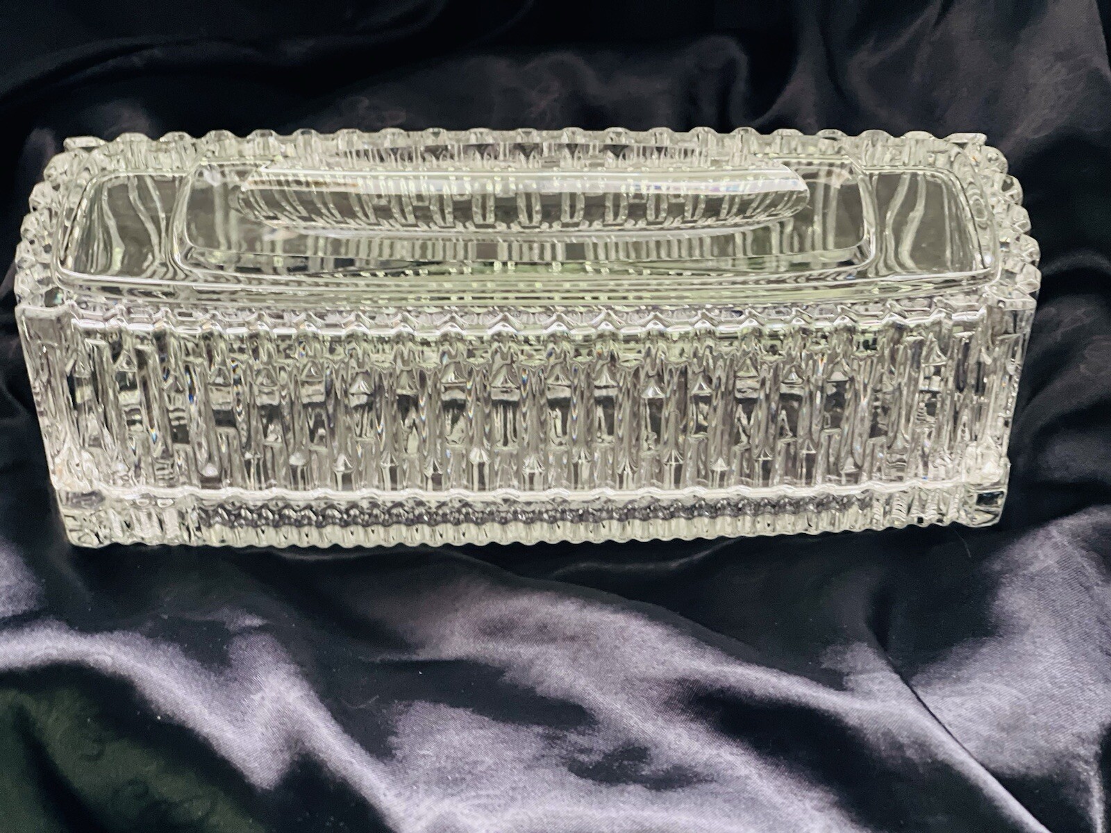 Vintage Princess House Crystal 2pc Butter Dish ,Cigar Holder Trinket Box