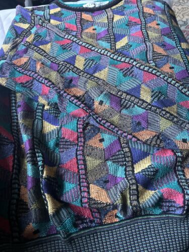 Vtg St Croix Knits Wool Cotton Sweater Men XL 3D Coogi Style Cosby Preppy Artsy - Picture 5 of 7