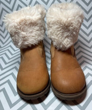 OshKosh B'Gosh Empress Brown Tan Faux Fur Toddler Boots Girls Size 9M