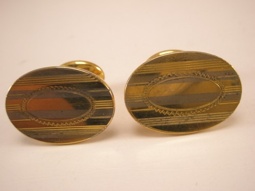 Bean Backed Rolled Gold Plate Victor/Edwardian Vintage Quality Cuff Links plain