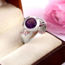 Natural Amethyst Gemstone with 925 Sterling Silver Ring for Women's 4317