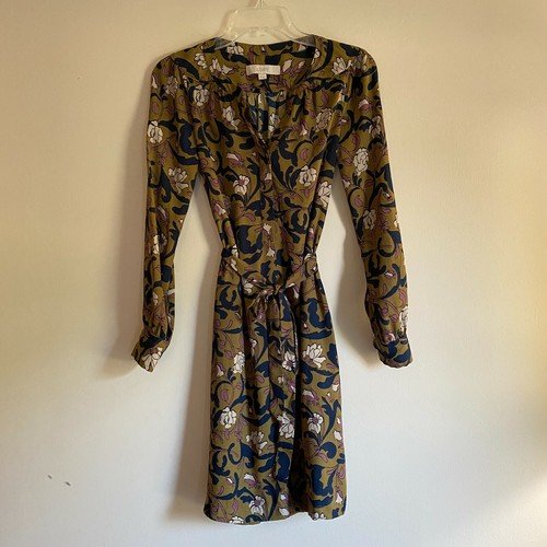 Ann Taylor Loft Olive Green Floral Long 