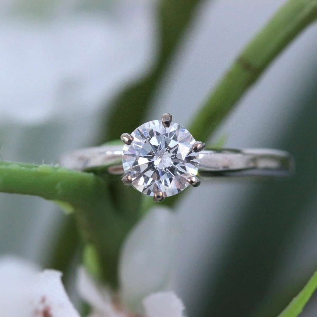 Diamond Engagement Ring Round Clarity Enhanced 14k White Gold