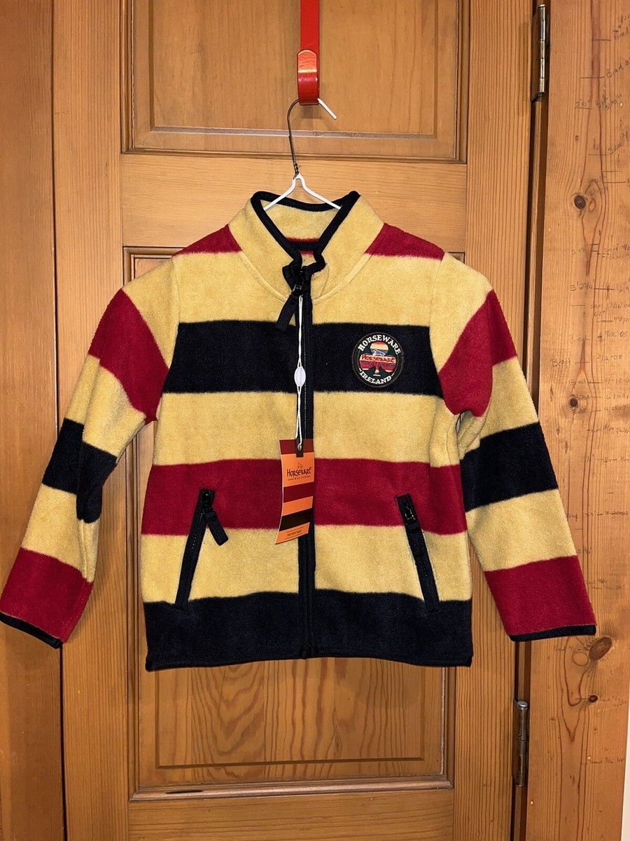 Horseware Ireland Kids Striped Fleece Jacket 5-6 yrs Gold Blue Red