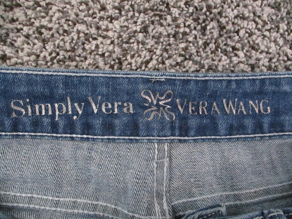 Pantalones de mezclilla para mujer Simply Vera Wang 8 azules rectos tiro bajo lavado medio 31x26 Foto 3 de 4