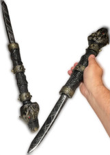 Cuchillo espada entrelazado 2 en 1 NINJA CABEZA DE DRAGÓN DOBLE HOJA BASTÓN ARMA FALSA
