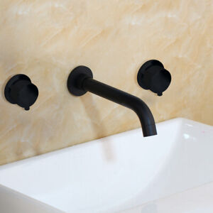 2 Cross Handles Wall Mounted Bathroom Tub Shower Basin Sink Mixer Taps Faucet 