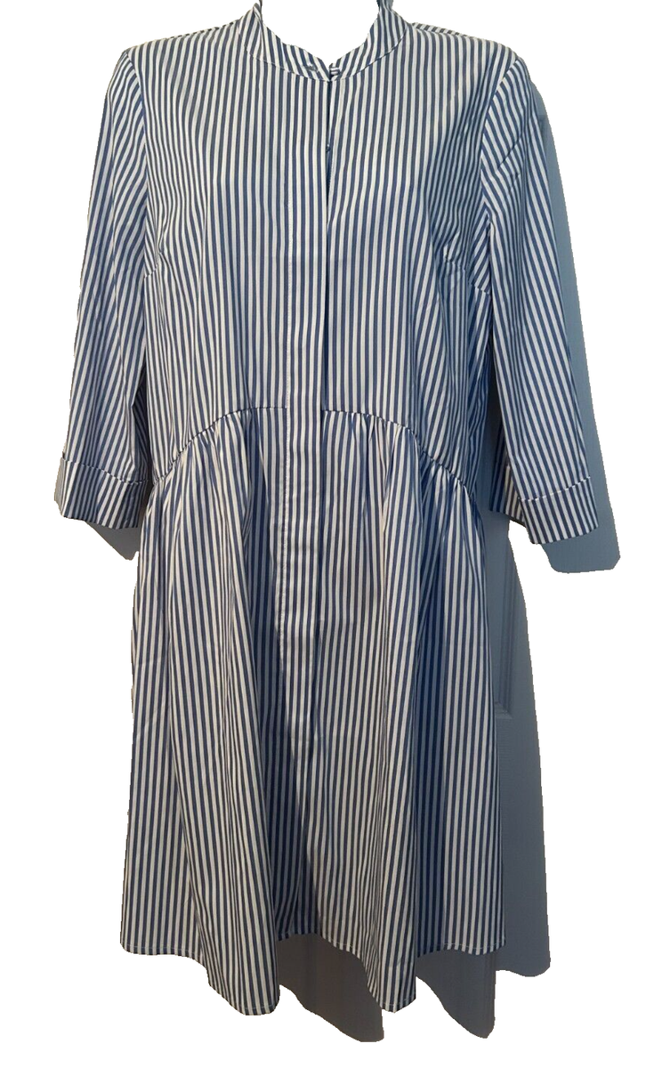 blue stripe royal shirt dress TUCKERNUCK Blue White Stripe Royal Shirt Dress Size XS