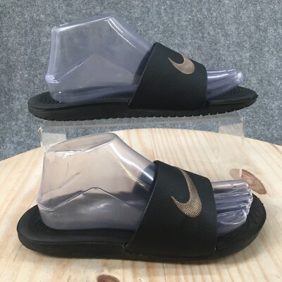 Nike Sandals Youth 5 Womens 6.5 Kawa Slide Flat Comfort 819352-001 Black Slip On