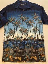 Pierre Cardin Shirt Men's Medium 100 Rayon Hawaiian Button Up