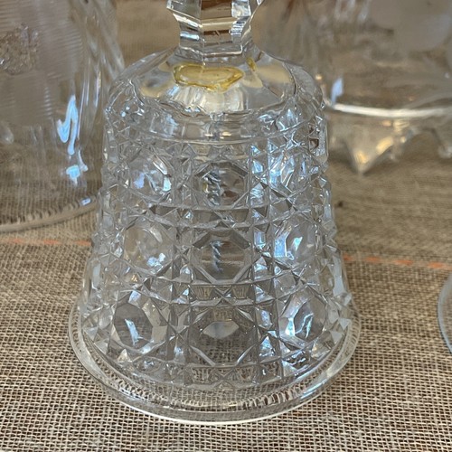 Lot of 5 Vtg Crystal Chime Etched Cut Bells 5 1/4" - 8 1/2" Tall - Picture 4 of 12