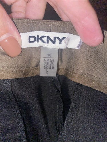 DKNYC women black/camel pockets front zipper capri pants size 10 - Picture 5 of 5