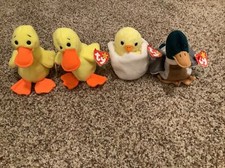Beanie Babie Lot 4 Ducks, 2 Quackers, Eggbert, Jake