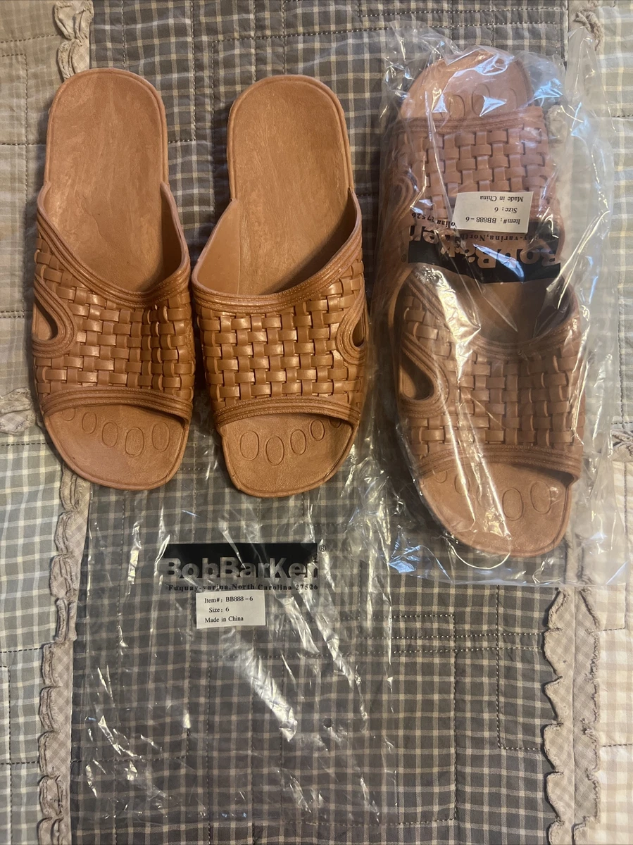 NEW Bob Barker Prison Inmate Jail Rubber Slippers SHOES Size 6 BB888 Brown  2pair