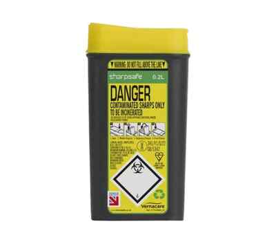 0,2 Liter - Sharpsafe Medical Sharps Nadelbehälter, Medizinabfallbehälter 0,2L