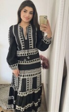 ZARA MIDI EMBROIDERED DRESS BLACK LONG SLEEVE SS22 SIZES XS L REF. 4786/066