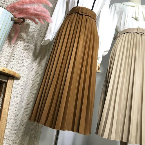 Damenmode Mittellang A-Linie Faltenrock Dame Langes Kleid Elegant Büro - Bild 9 von 29