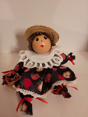 OOAK Pudge Shelf Sitter Doll Round Wood Face, SO CUTE