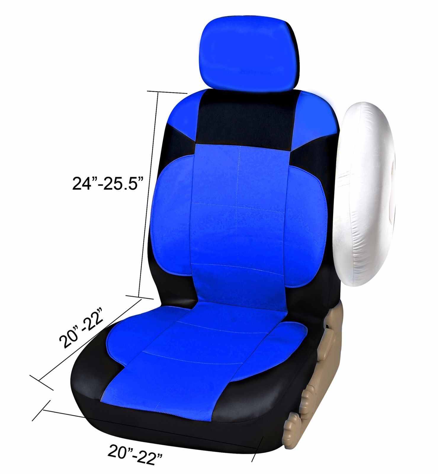 New Leather Like Pair of 2 Front Bucket Auto Car Seats Covers Bk/Blue