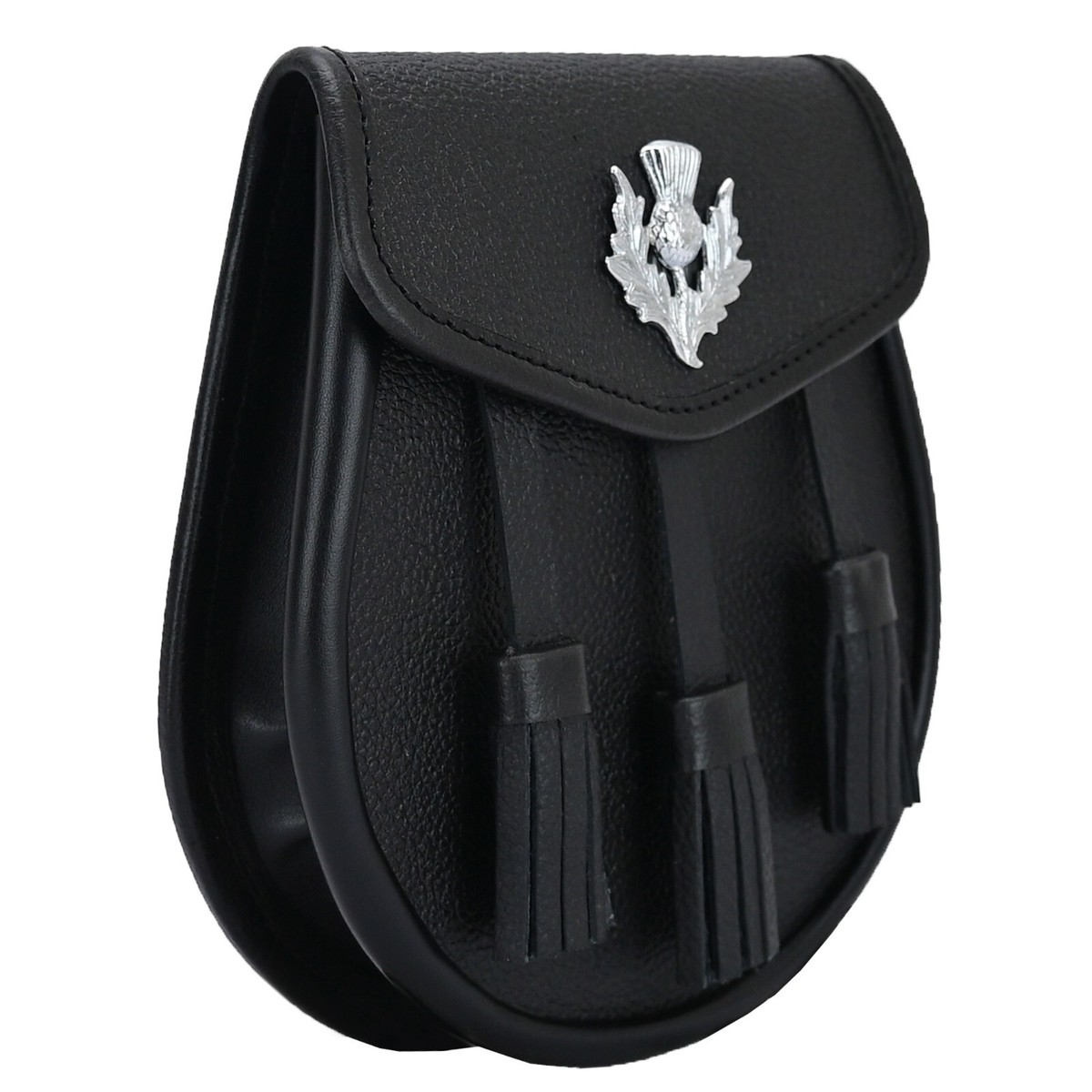 Semi Dress Natural Calfskin Sporran Thistle Badge-Highlander Kilt