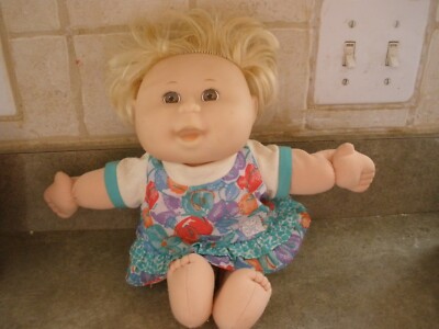 Cabbage Patch Doll Mattel Soft Body Hard Face Brown Eyes Blond Hair 1986